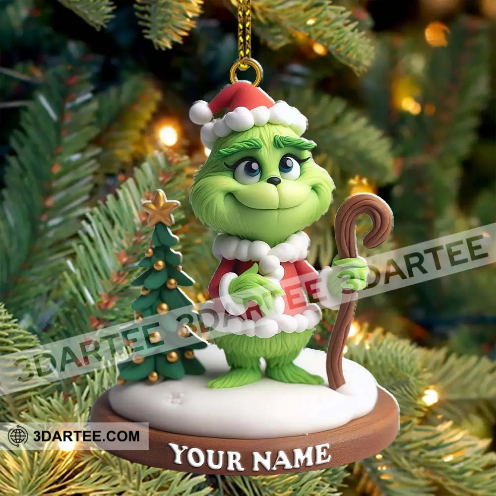 Custom Name Santa Grinch Ornament Christmas Decoration