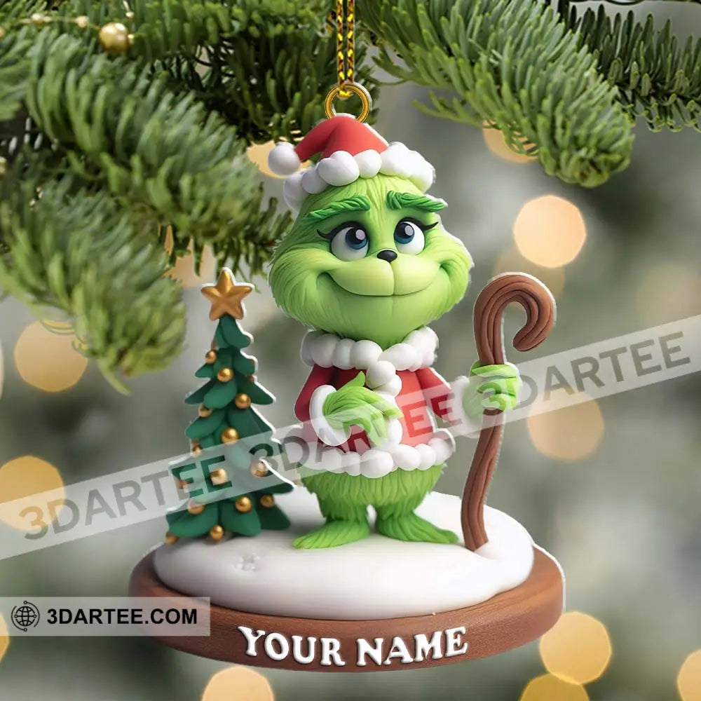 Custom Name Santa Grinch Ornament Christmas Decoration