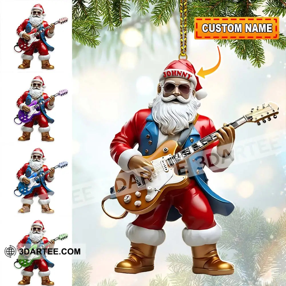 Custom Name Santa Guitar Ornament Christmas Gift