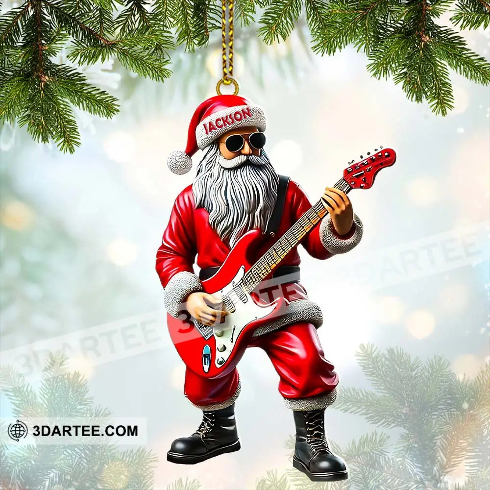 Custom Name Santa Guitar Ornament Christmas Gift 3.54’’ / 1