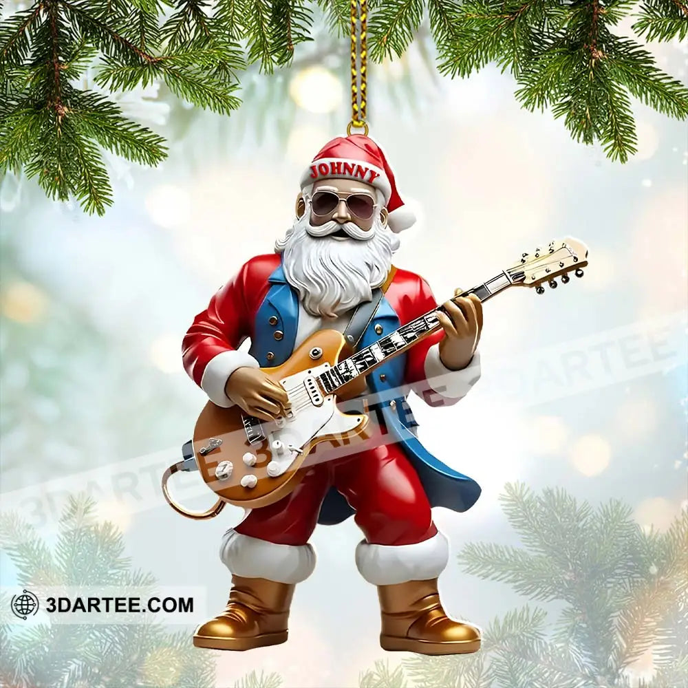 Custom Name Santa Guitar Ornament Christmas Gift 3.54’’ / 1