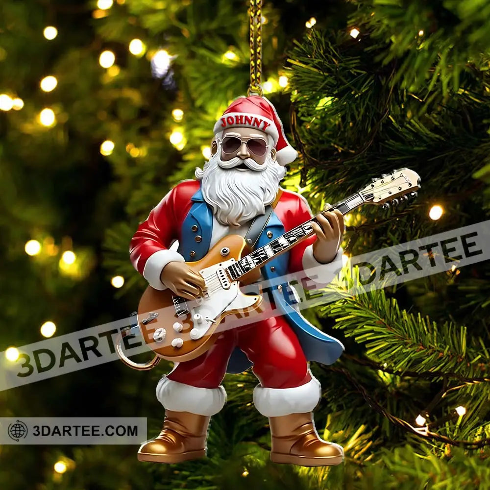 Custom Name Santa Guitar Ornament Christmas Gift