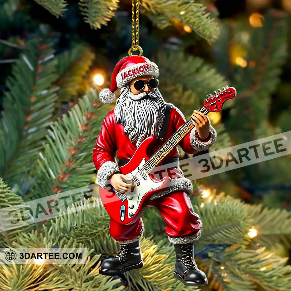 Custom Name Santa Guitar Ornament Christmas Gift