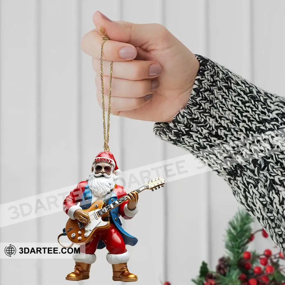 Custom Name Santa Guitar Ornament Christmas Gift