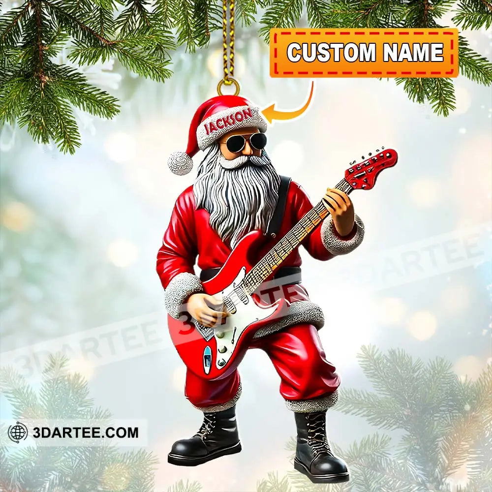 Custom Name Santa Guitar Ornament Christmas Gift