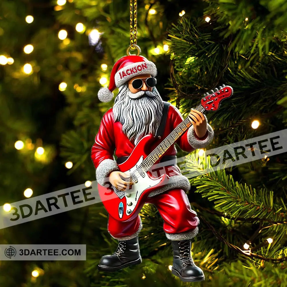 Custom Name Santa Guitar Ornament Christmas Gift