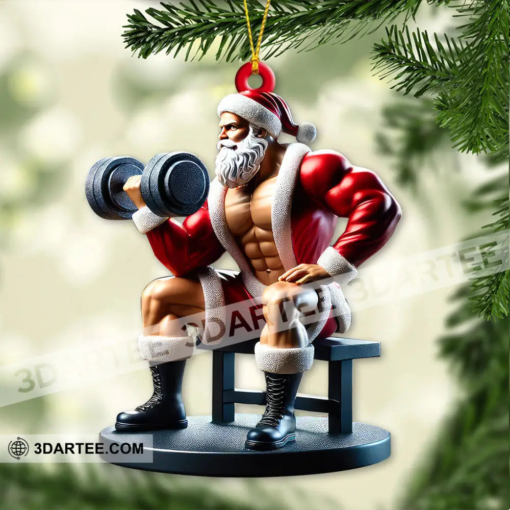 Custom Name Santa Gym Ornament Gymnastics Christmas Gift 3.54’’ / 1