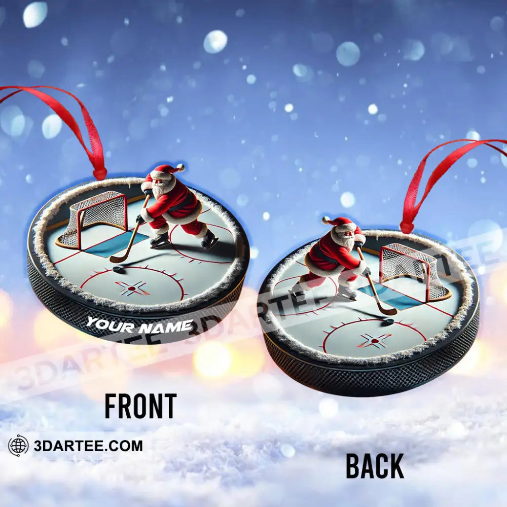 Custom Name Santa Hockey Ornament Lover Christmas Gift