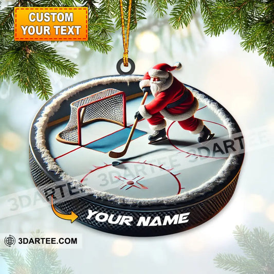 Custom Name Santa Hockey Ornament Lover Christmas Gift