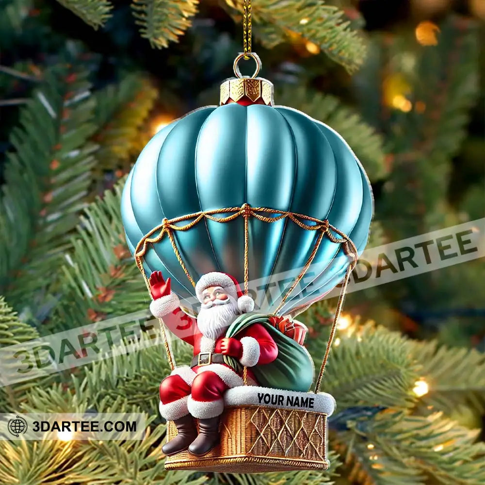 Custom Name Santa Hot Air Balloon Ornament Christmas Gift