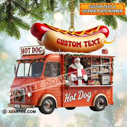 Custom Name Santa Hot Dog Ornament Christmas Gift Decor