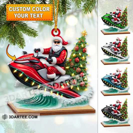 Custom Name Santa Jet Ski Ornament Christmas Gift Decoration