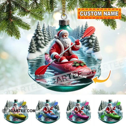 Custom Name Santa Kayaking Ornament Christmas Gift Decoration