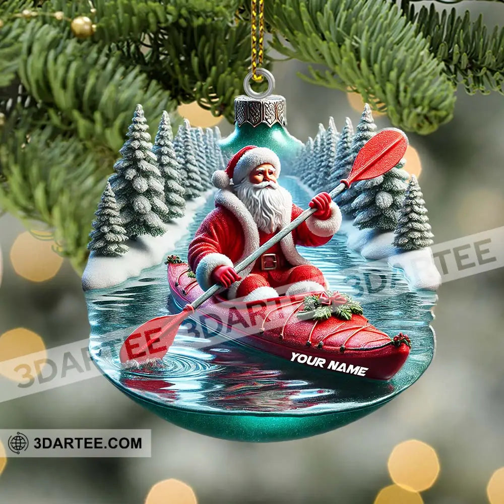 Custom Name Santa Kayaking Ornament Christmas Gift Decoration