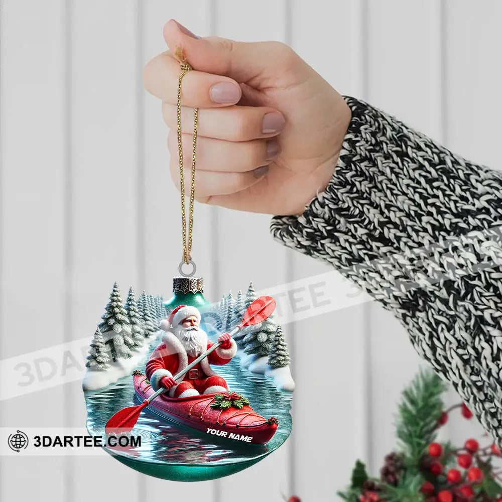 Custom Name Santa Kayaking Ornament Christmas Gift Decoration