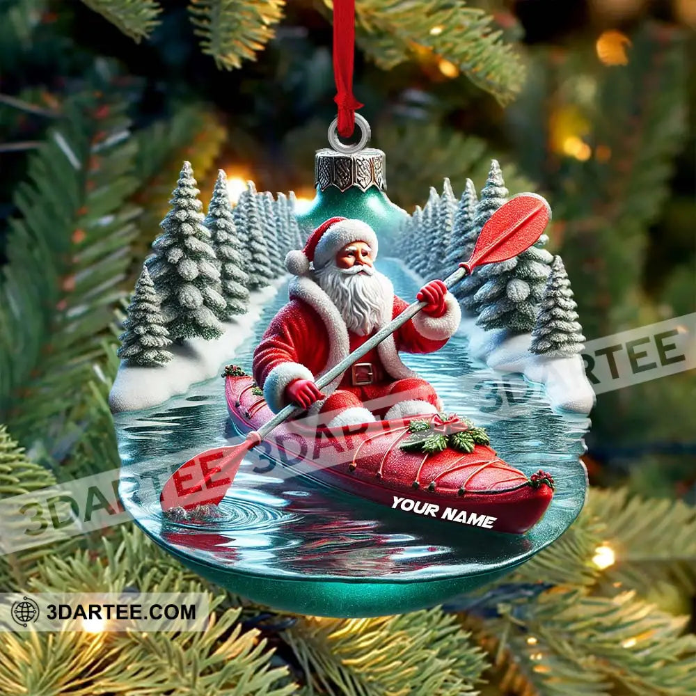 Custom Name Santa Kayaking Ornament Christmas Gift Decoration