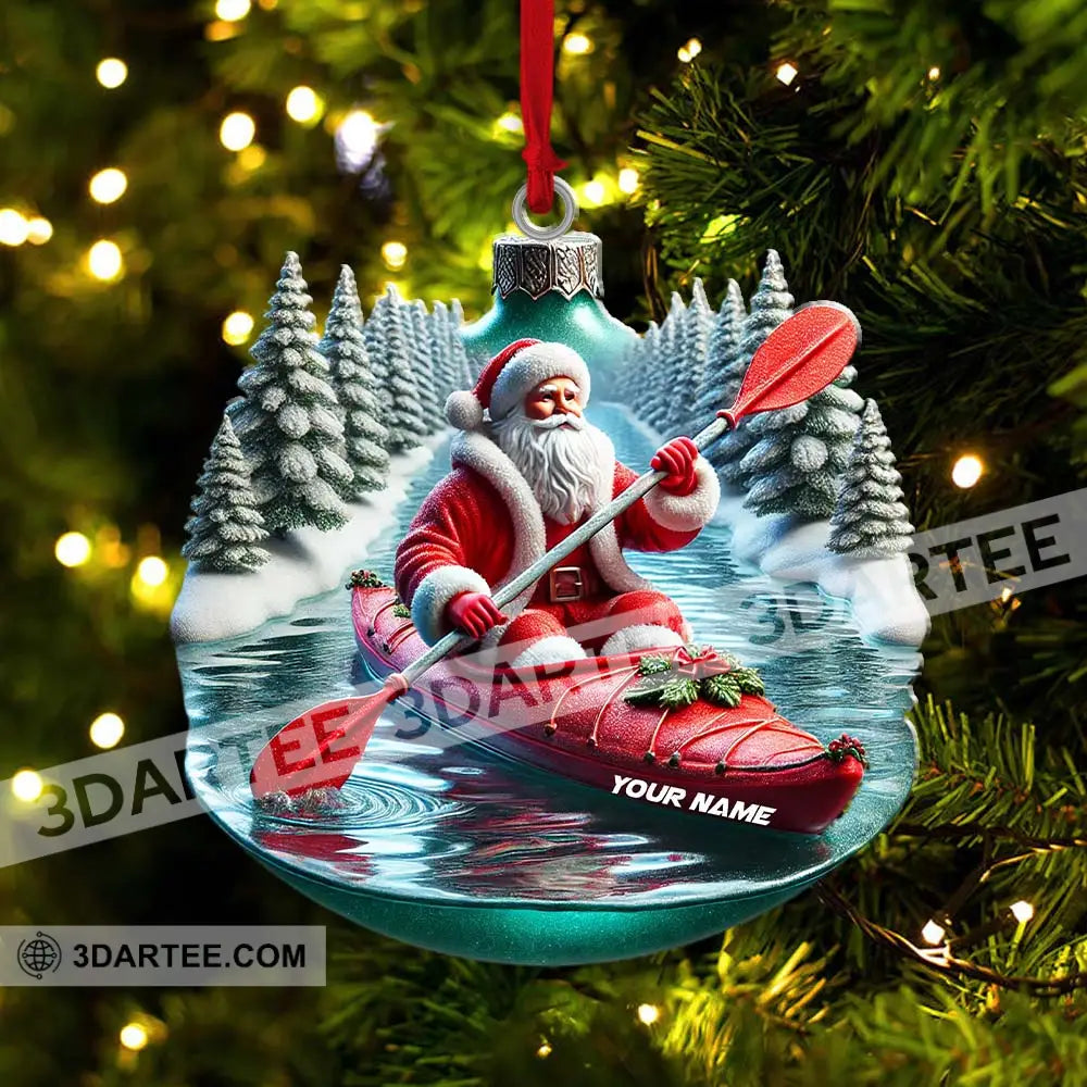 Custom Name Santa Kayaking Ornament Christmas Gift Decoration