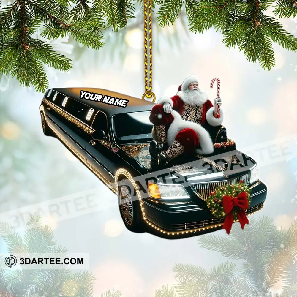 Custom Name Santa Limousine Ornament Christmas Gift Decoration 3.54’’ / 1