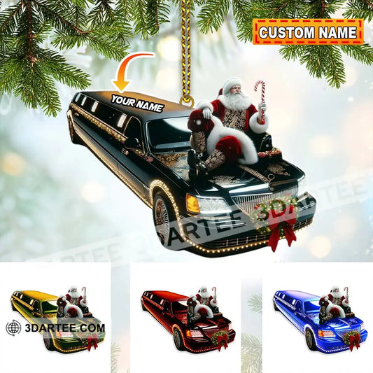 Custom Name Santa Limousine Ornament Christmas Gift Decoration