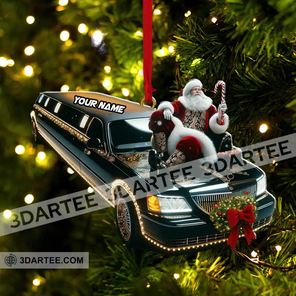 Custom Name Santa Limousine Ornament Christmas Gift Decoration