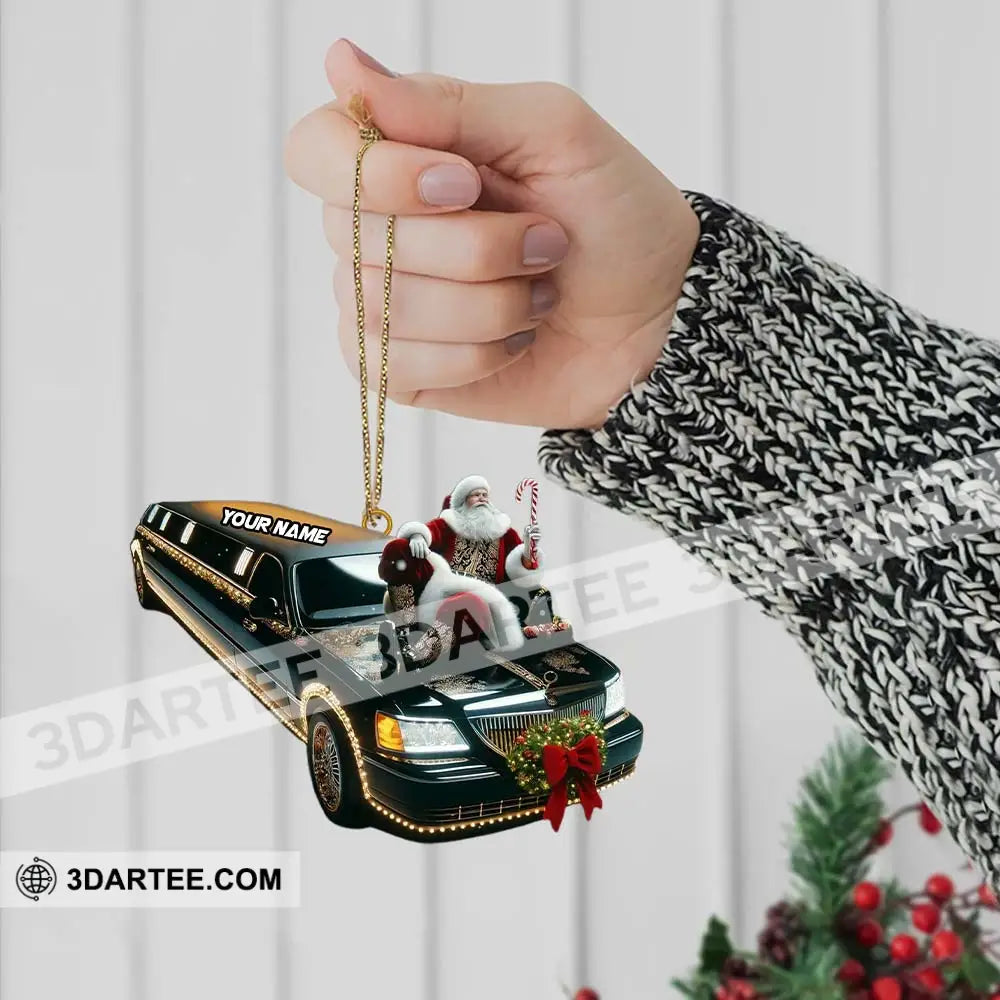 Custom Name Santa Limousine Ornament Christmas Gift Decoration