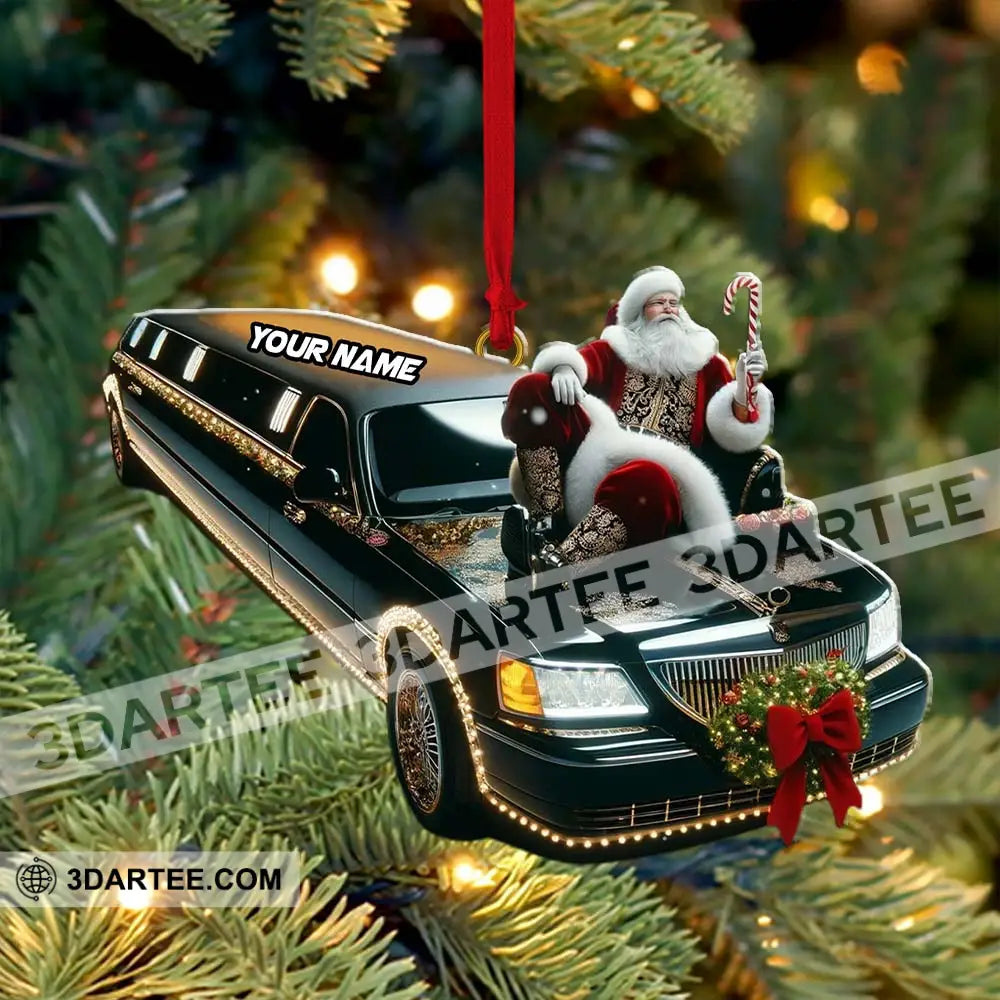 Custom Name Santa Limousine Ornament Christmas Gift Decoration