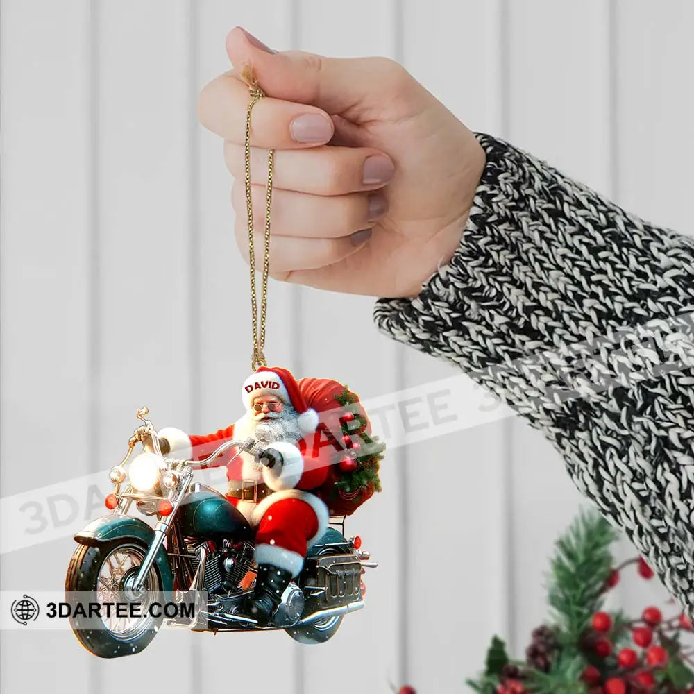Custom Name Santa Motorbike Ornament Christmas Gift