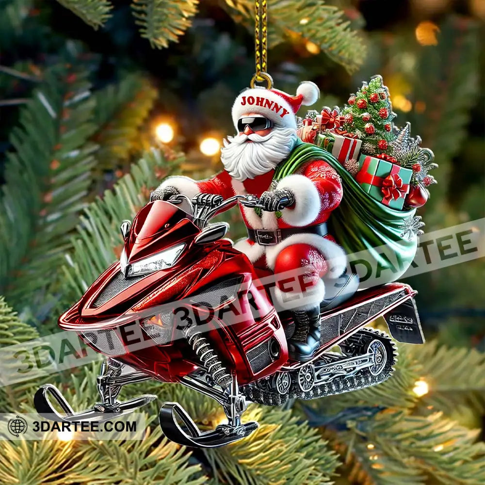 Custom Name Santa Mountain Bike Ornament Christmas Gift