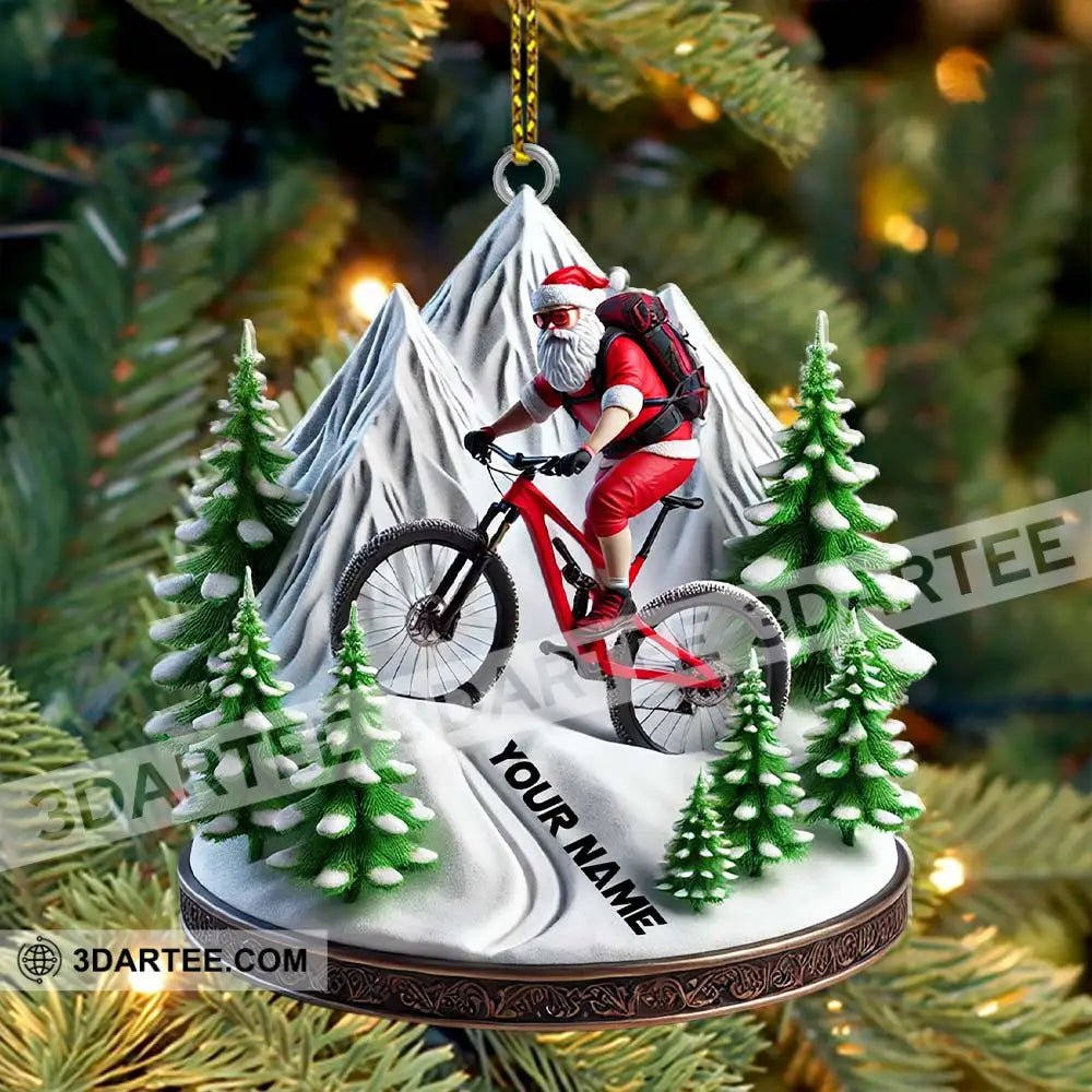 Custom Name Santa Mountain Bike Ornament Christmas Gift