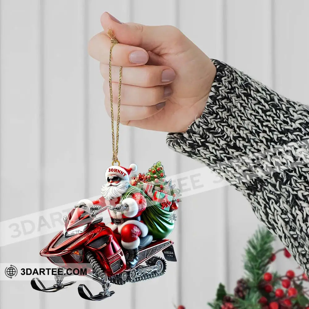 Custom Name Santa Mountain Bike Ornament Christmas Gift