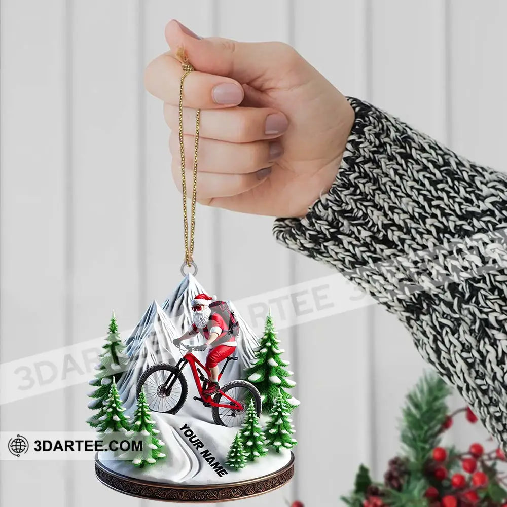 Custom Name Santa Mountain Bike Ornament Christmas Gift