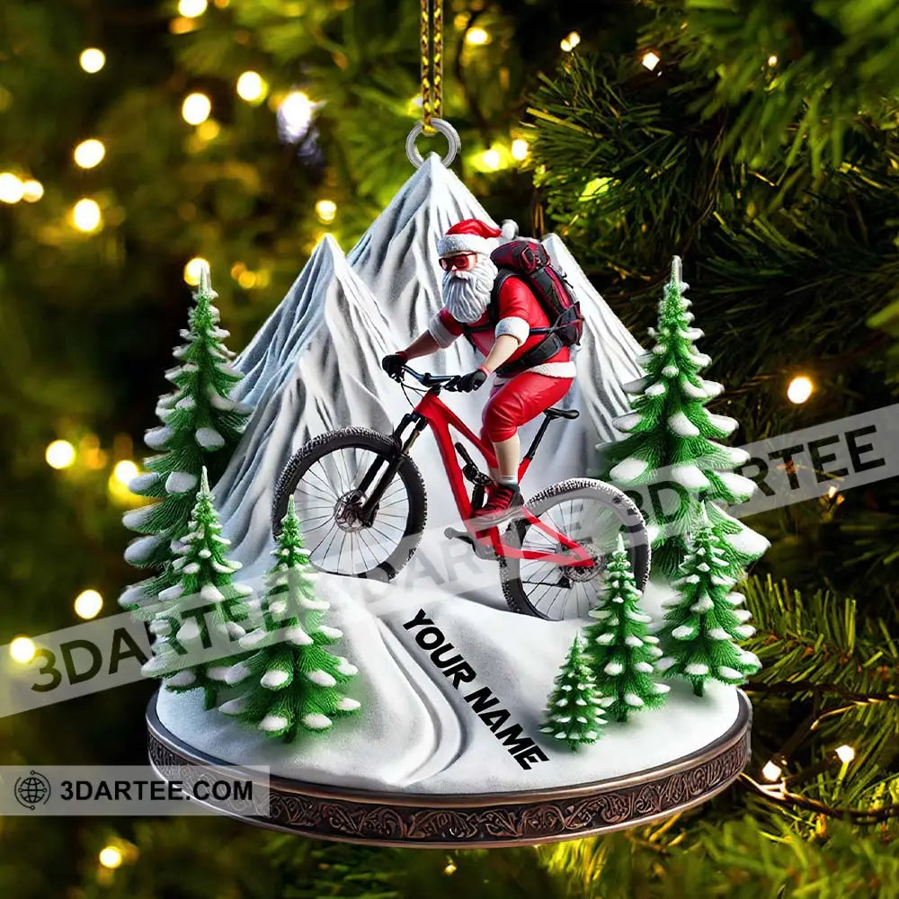 Custom Name Santa Mountain Bike Ornament Christmas Gift