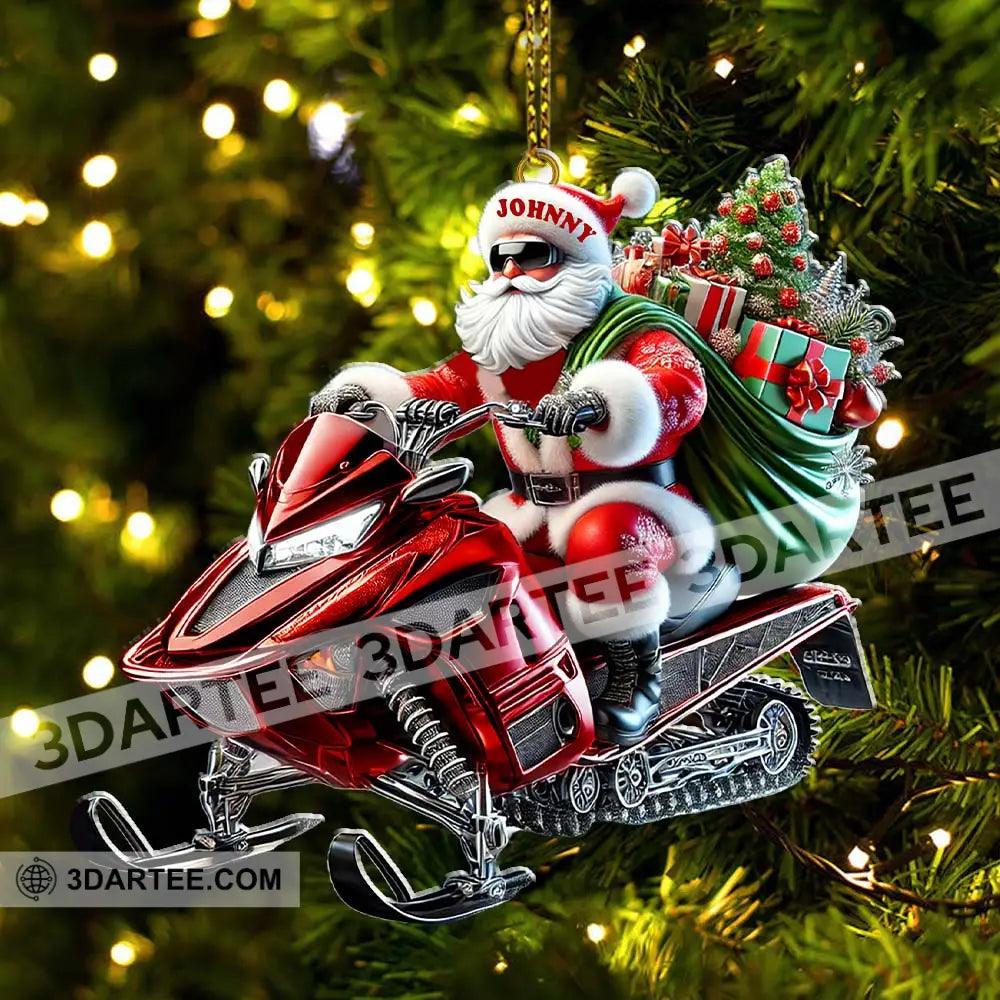Custom Name Santa Mountain Bike Ornament Christmas Gift