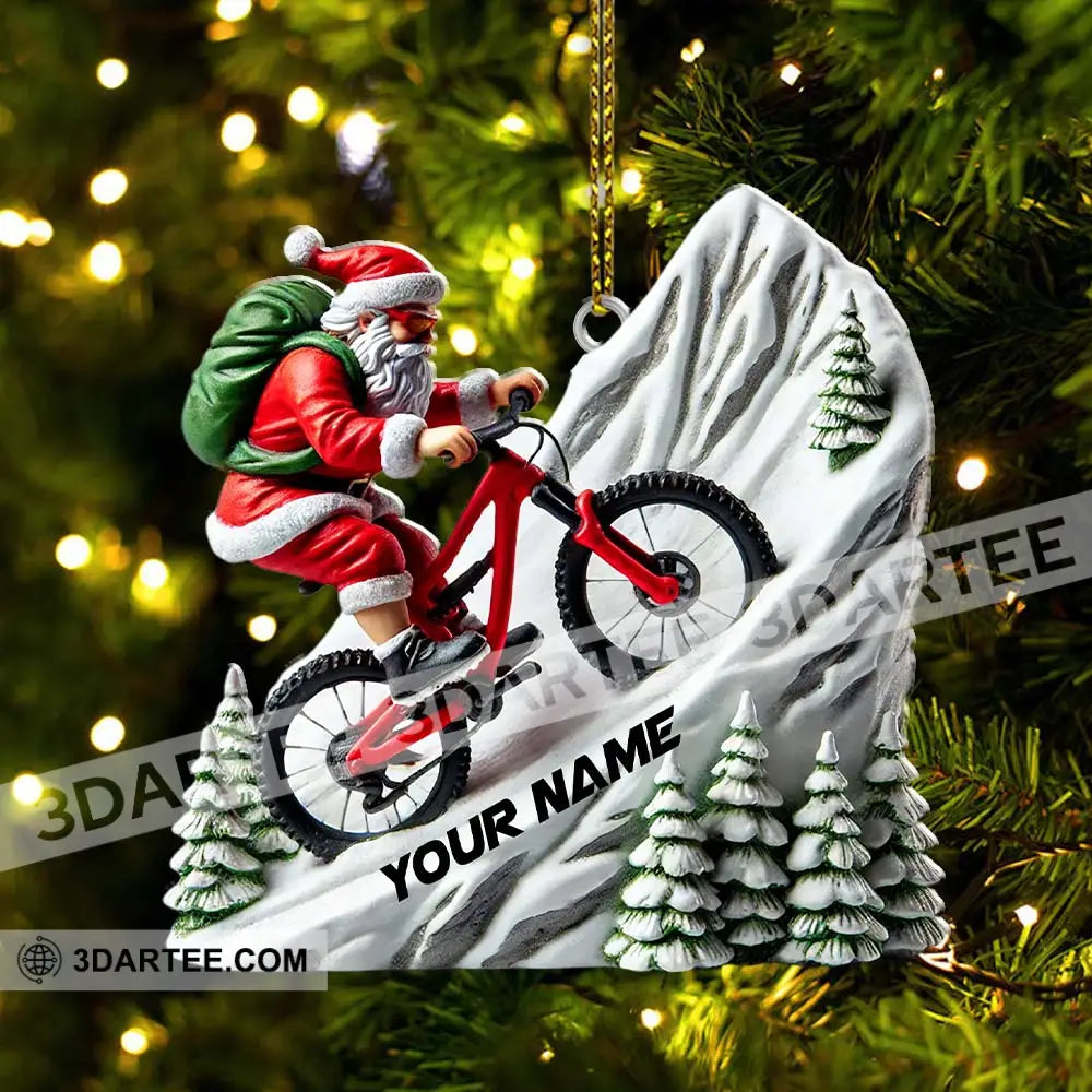 Custom Name Santa Mountain Bike Ornament Christmas Gift