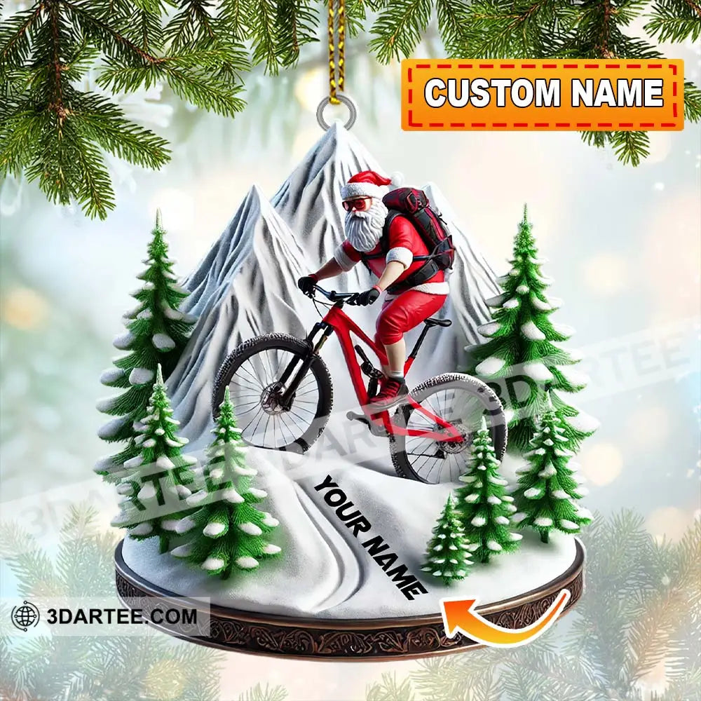 Custom Name Santa Mountain Bike Ornament Christmas Gift