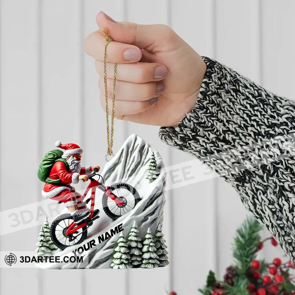 Custom Name Santa Mountain Bike Ornament Christmas Gift