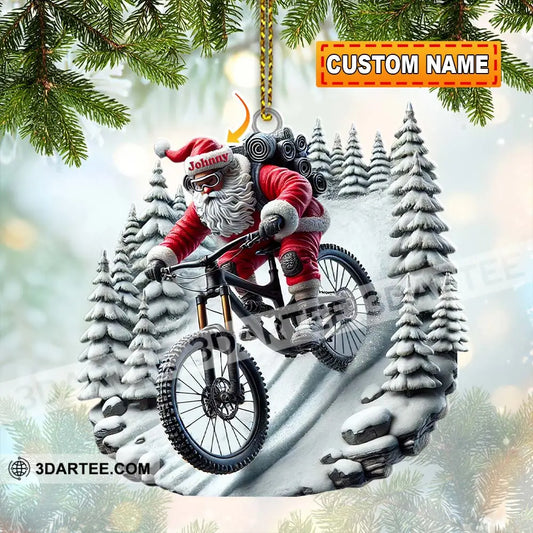 Custom Name Santa Mountain Bike Ornament Christmas Gift For Lover