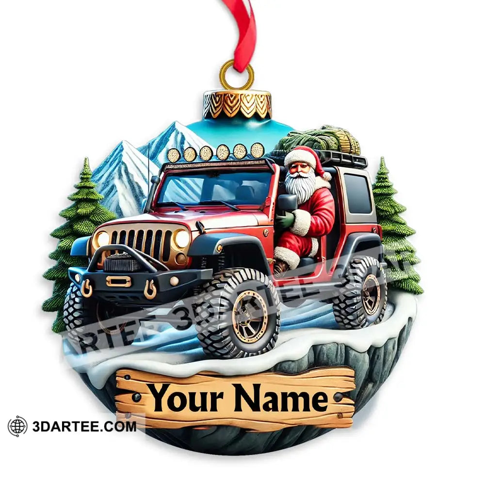 Custom Name Santa Ride Ornament Christmas Gift 3.54’’ / 1