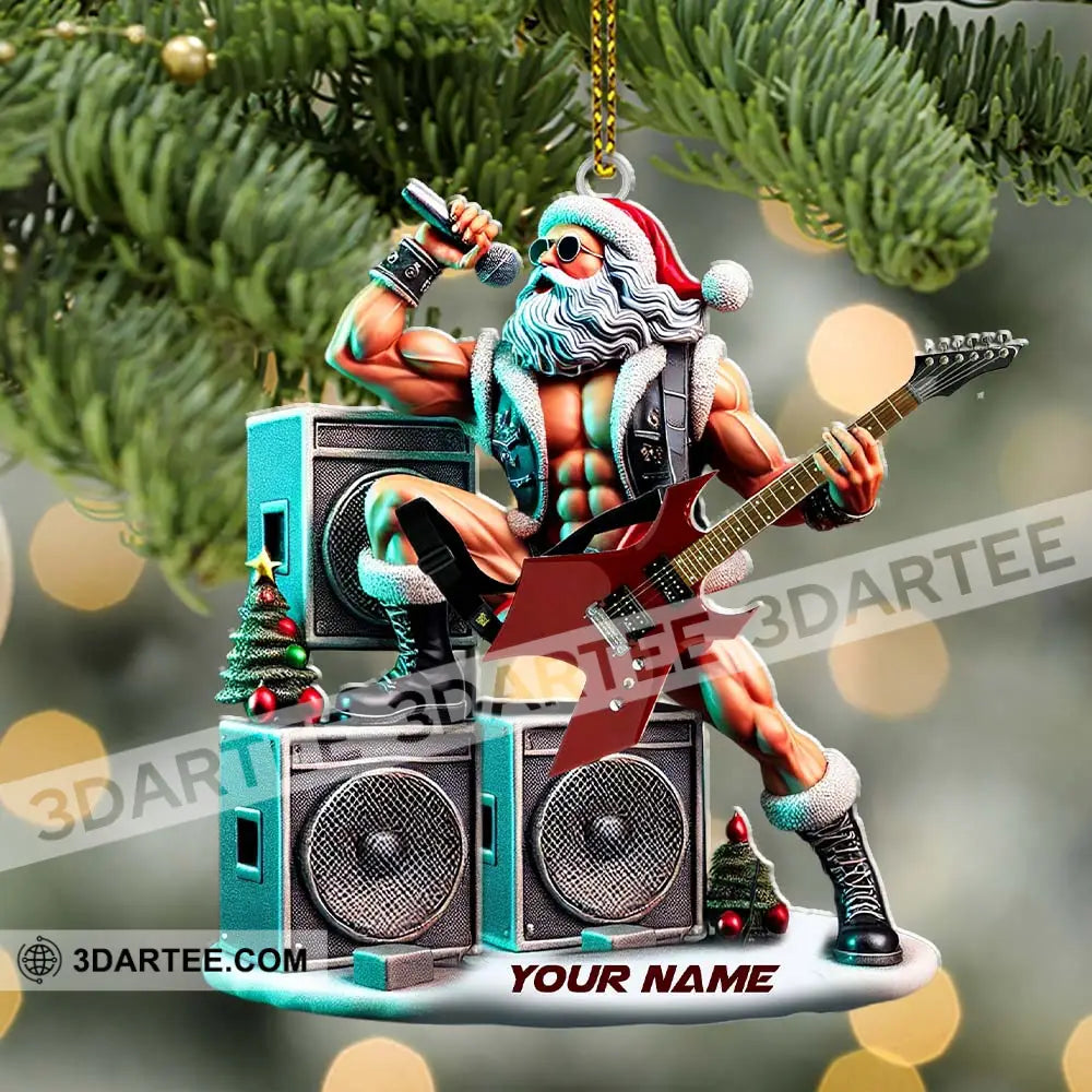 Custom Name Santa Rock Ornament Music Lover Christmas Gift