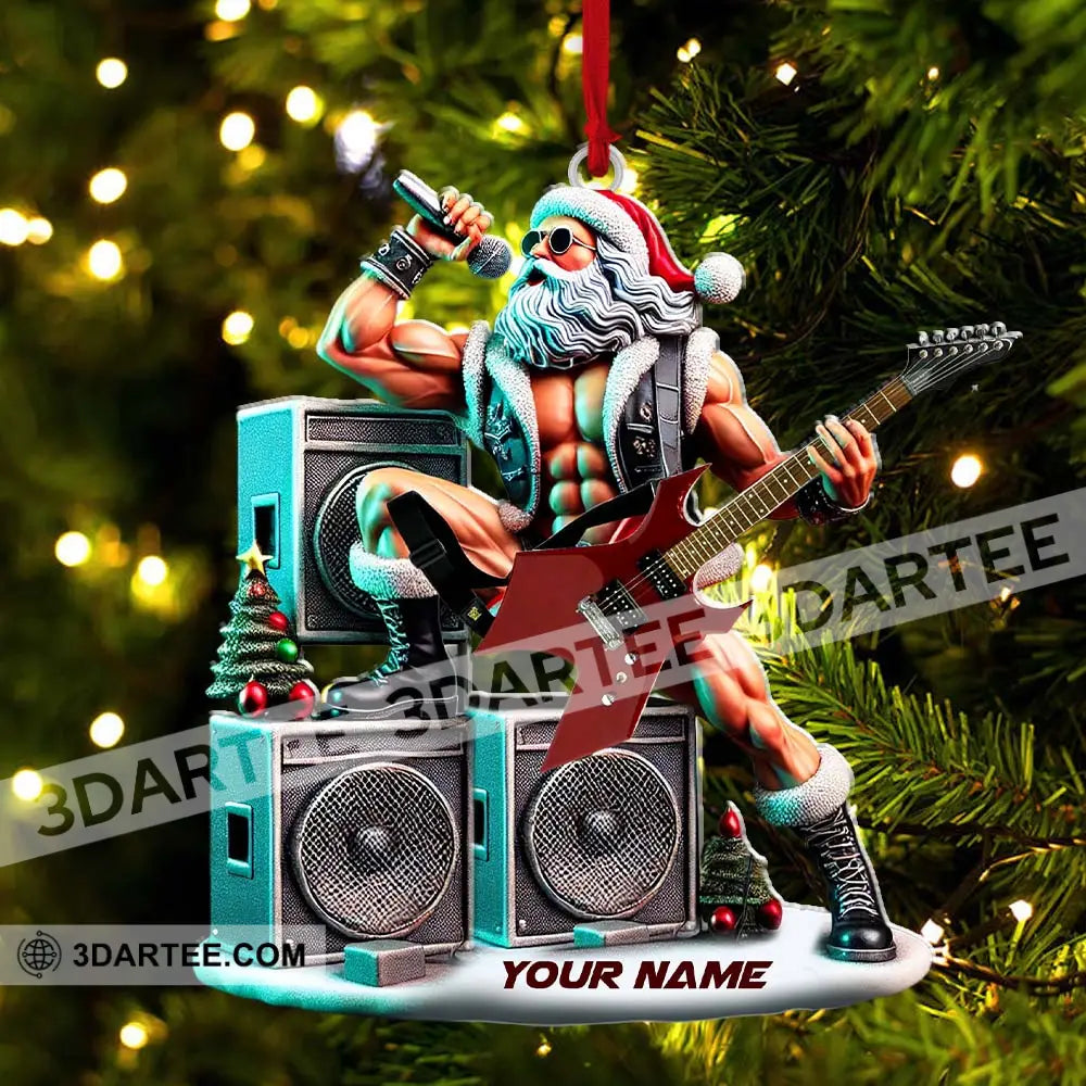 Custom Name Santa Rock Ornament Music Lover Christmas Gift