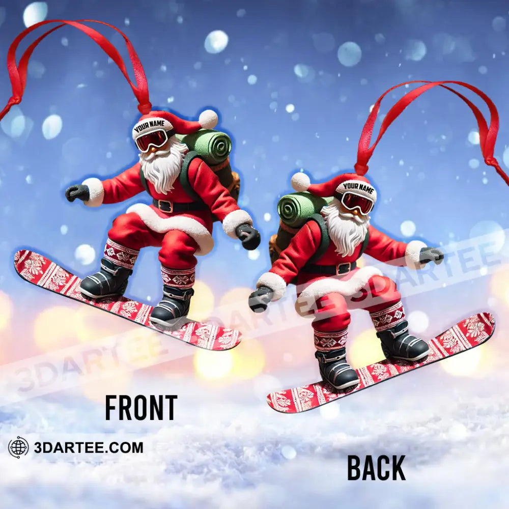 Custom Name Santa Snowboarding Ornament Christmas Gift Decoration