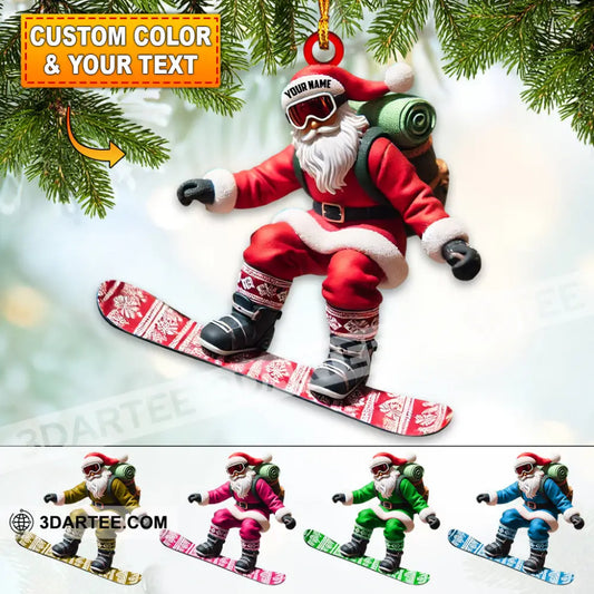 Custom Name Santa Snowboarding Ornament Christmas Gift Decoration