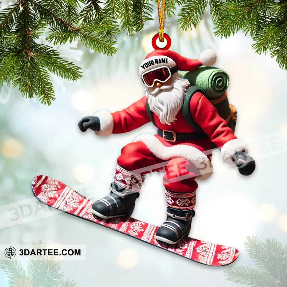 Custom Name Santa Snowboarding Ornament Christmas Gift Decoration 3.54’’ / 1