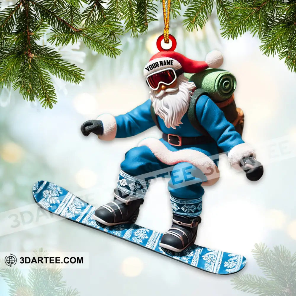 Custom Name Santa Snowboarding Ornament Christmas Gift Decoration