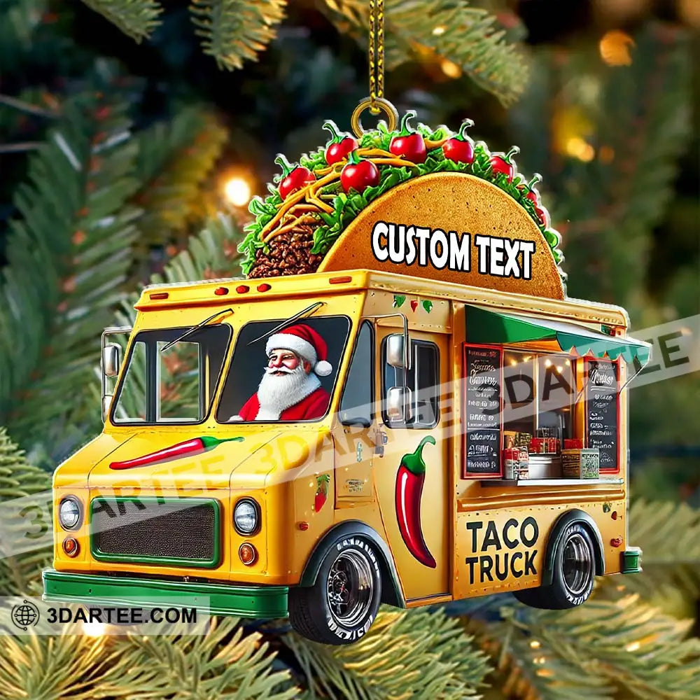 Custom Name Santa Taco Truck Ornament Christmas Gift