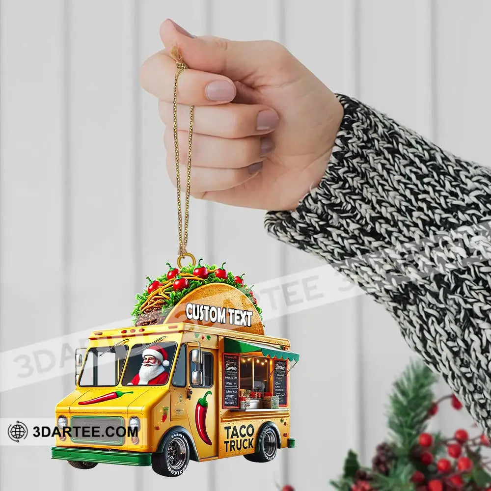 Custom Name Santa Taco Truck Ornament Christmas Gift