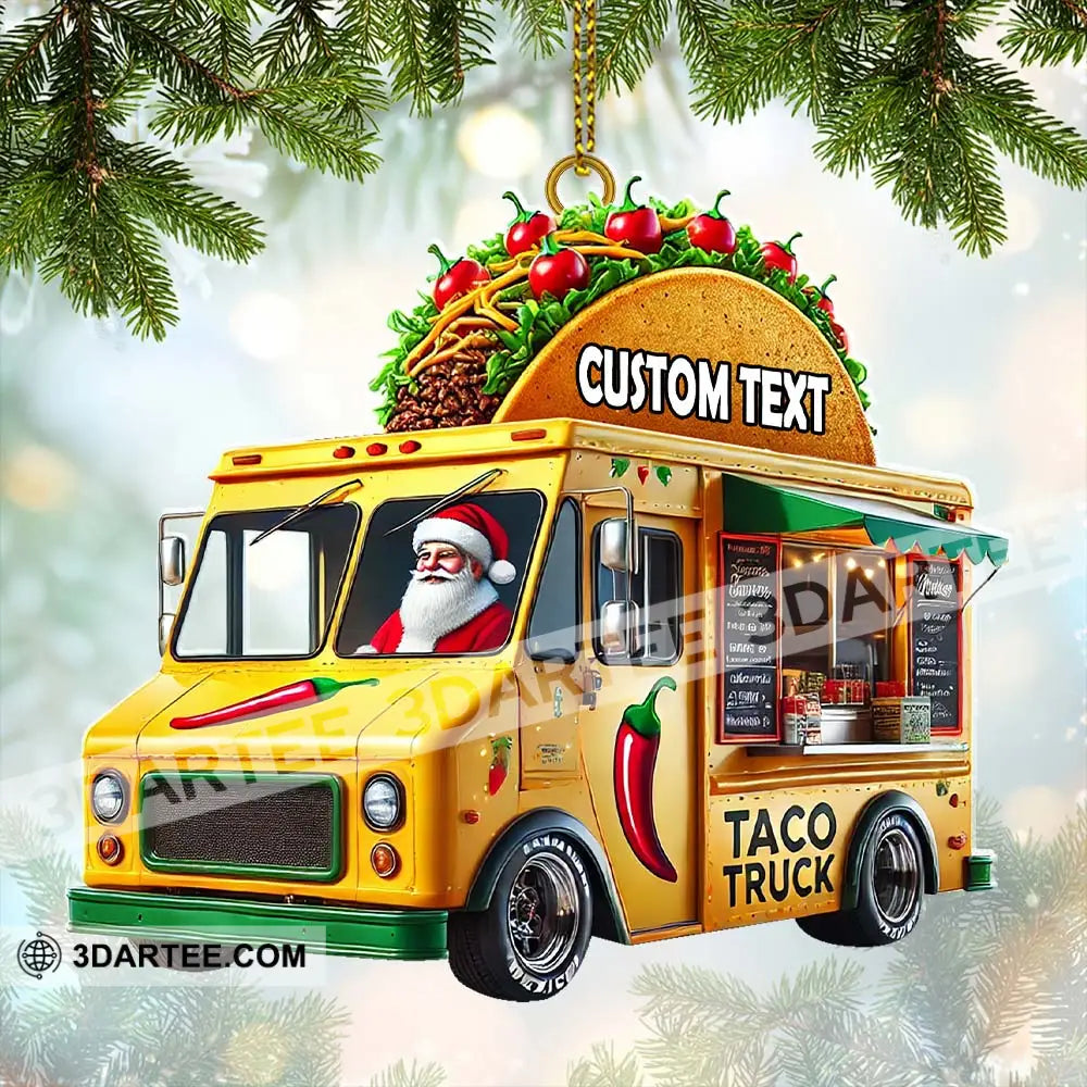 Custom Name Santa Taco Truck Ornament Christmas Gift 3.54’’ / 1