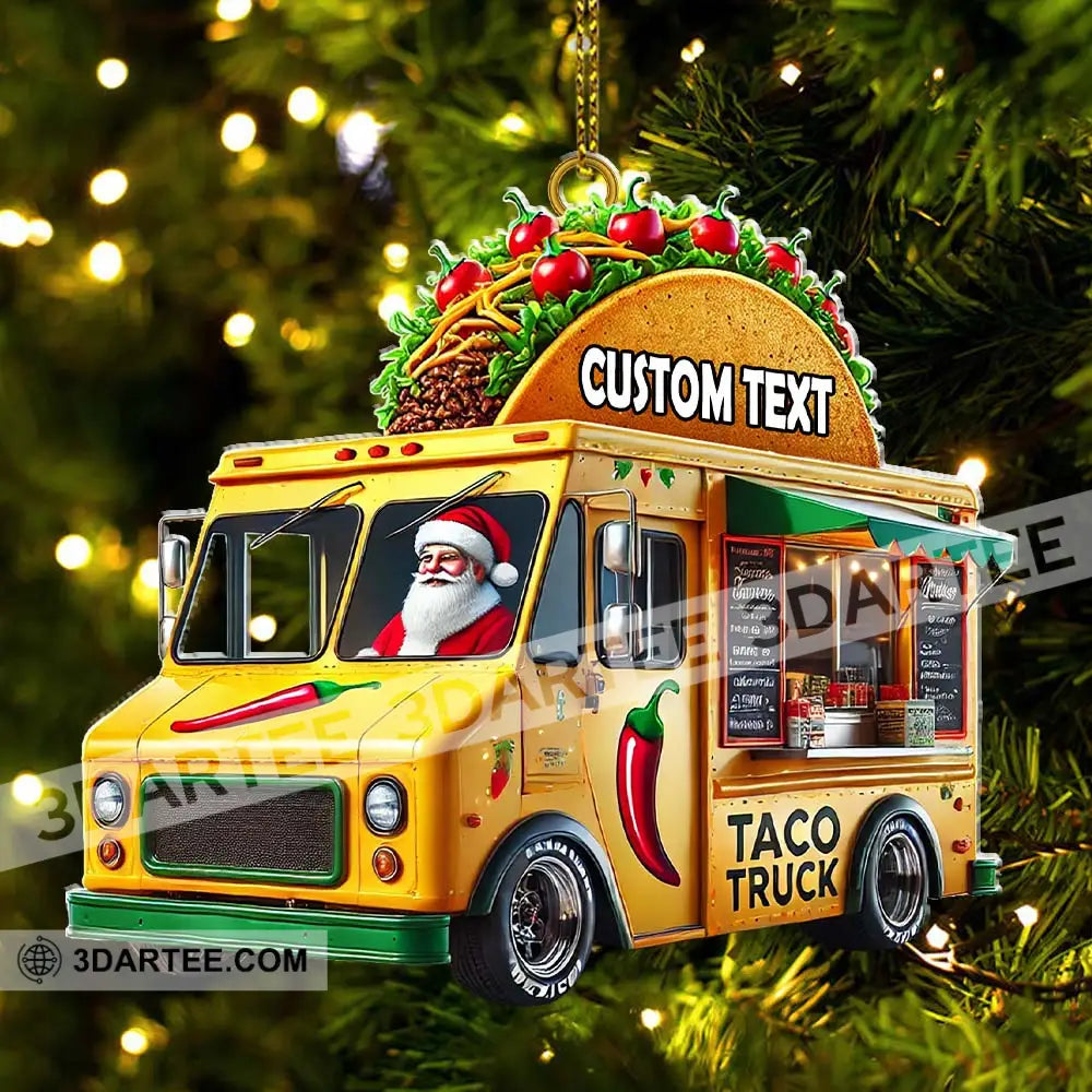 Custom Name Santa Taco Truck Ornament Christmas Gift