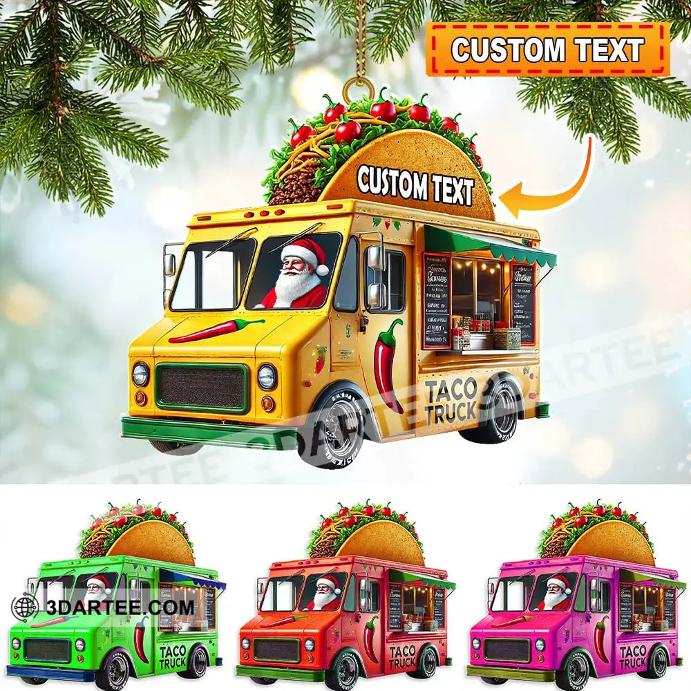 Custom Name Santa Taco Truck Ornament Christmas Gift