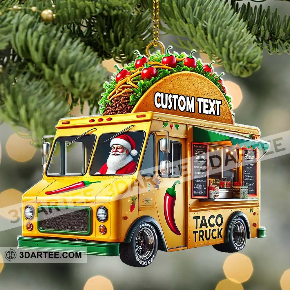 Custom Name Santa Taco Truck Ornament Christmas Gift